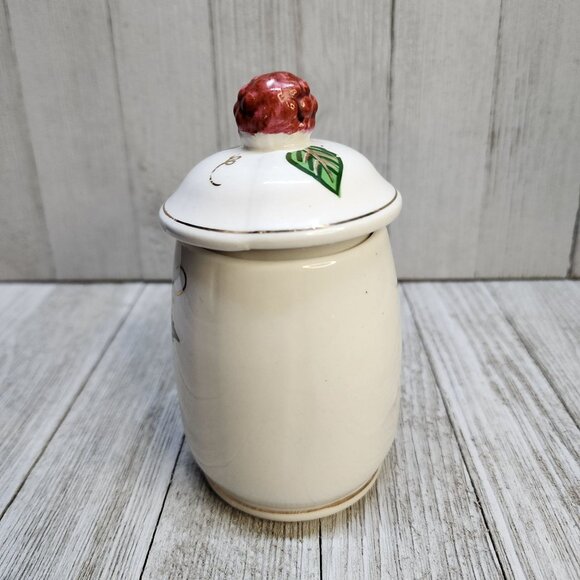 Vintage Knotts Berry Farm Ceramic Canister Sugar Jam White 5'' - Made in Japan - Picture 3 of 8
